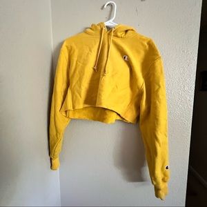 SALE Champion Yellow Cropped Hoodie